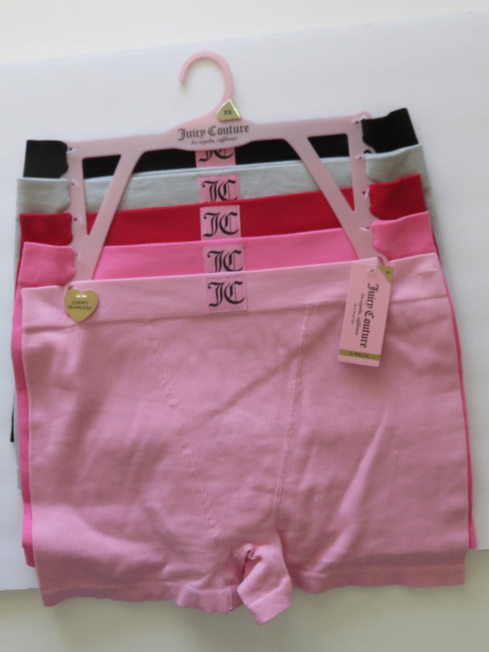 (#124) Juicy Couture Intimates Comfy 5 Pack Logo Boyshort Panties